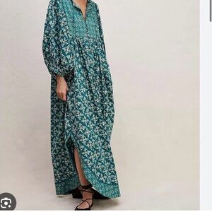 FREE PEOPLE HAZY MAISY FLORAL MAXI DRESS IN FOREST COMBO small